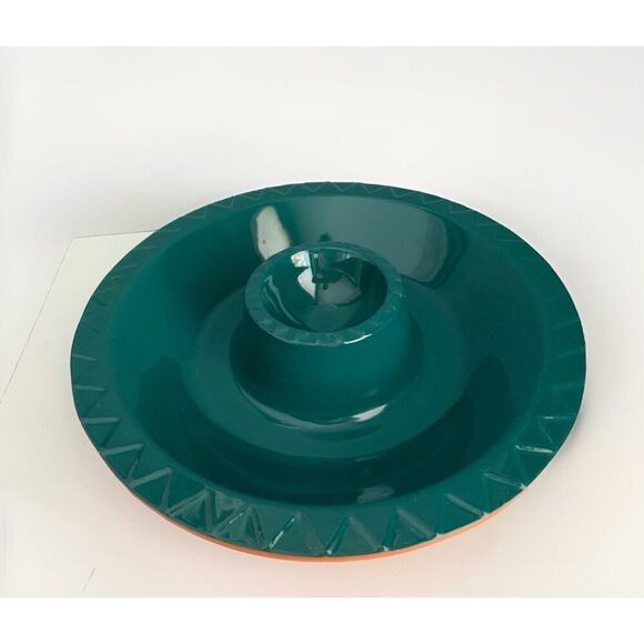 Terra Cotta Chip Dip Serving Bowl by Mexican Fiesta Party Bowl Green Southwest - Picture 1 of 12